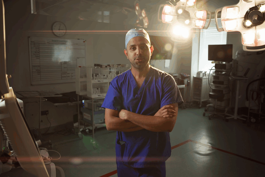A surgeon in a theatre