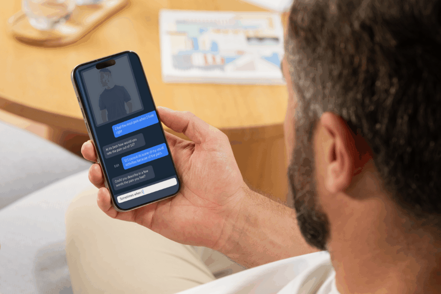 Man using physionow service on phone