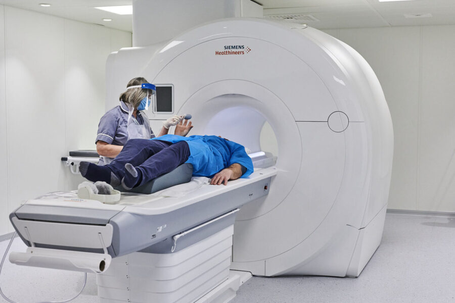 Patient on MRI scanner