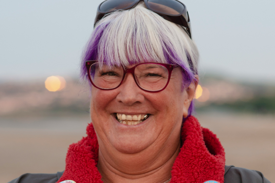 Woman smiling on beach